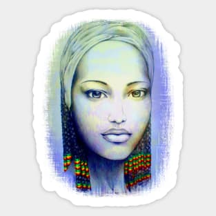 Creole African Girl Portrait Hand Drawing Sticker